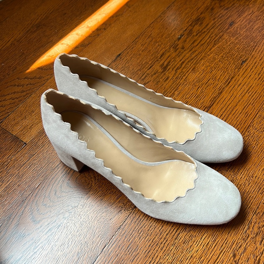 Chloe suede scallop heels